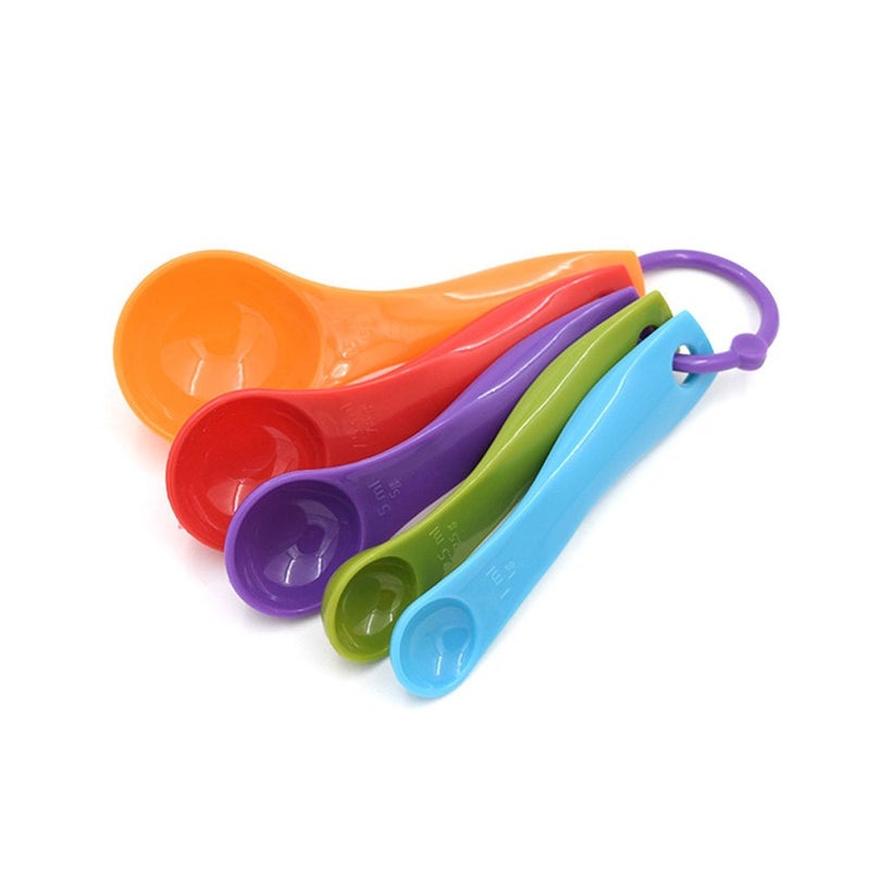 Bezall 5 in 1 Colorful Plastic Tea Flour Coffee Measuring Spoons Set Kitchen Cooking Baking Tools (Random Color) - Image 3